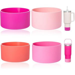 KAL-Lot De 4 Manchons En Silicone Pour Bateau Stanley Cup Quencher -Protection En Caoutchouc Pour Stanley Tumbler Car Travel Cup Bottom Sleeve -Protection Du Bas Du Bateau - Neuf