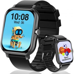 Montre Connectée Enfant Filles Garçons Avec 1,57 Pouces Bricolage Visage Apprendre Cartes Musique Histoires De Chevet, Montre Enfant Anniversaire Cadeaux Jouets Pour Enfants 4 5 6 7 8+ (Black) - Neuf