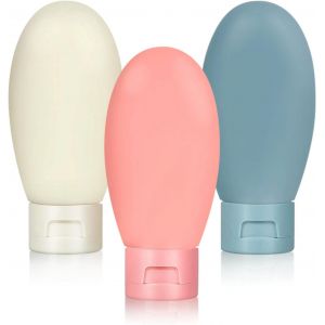 3 x 60ML bouteilles de voyage imperméables, récipients de voyage pour crème solaire, shampoing, lotion, gel douche, crèmes pour le visage - Neuf