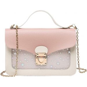 Petit sac bandoulière chaîne pour femme, sac bandoulière tendance, sac à main bandoulière pour téléphone, pour enfants, femmes, filles (Étoiles-Rose-1) - Neuf