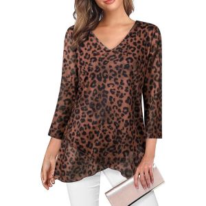 Utigh-Femme Blouse Décontracté À Manches Trois-Quarts Chemisier Élégant À Col En V Pour Top Mode - Neuf