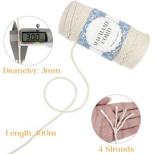 Corde Macram&eacute; 3Mm X 100M Ficelle Macram&eacute; Naturel Cordon Coton Fil Macram&eacute; 3Mm Cordelette Pour Suspension Murale Tress&eacute;e De Plante Rideau Bricolage D&eacute;coration Int&eacute;rieure Boho (Vert Herbe) - Neuf