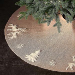 Jupe de sapin de No&euml;l, tricot torsad&eacute; (92 cm, beige) - Neuf