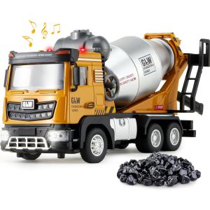 Eryi-Camion Enfant Tracteur Jouet 1:40 Métal Transporteur Avec Son Et Lumière Véhicules Transport Tractopelle Majorette Voiture Cadeau D'anniversaire Jouet Garçons 3 4 5 6 Ans (Bétonnière) - Neuf