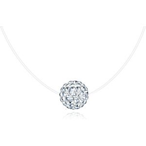 Kal-Collier Transparent En Nylon Avec Perle/Boule De Cristal/Rond Zircon En Argent 925, Collier Ras Du Cou Collier Clavicule Bijoux Pour Femmes Et Filles - Neuf
