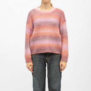 Pull Maille Tricot&eacute;e Col Rond Passoa Multicolor Manches Longues Femme Deeluxe 74 - Neuf