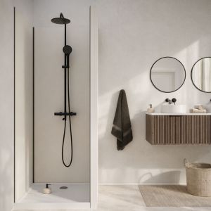 Pack de 3 Panneaux Muraux Aluminium Ivoire 90x210 cm avec Profil&eacute;s Noirs - WALL'IT - Neuf