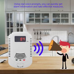 Detecteur de gaz combustible intelligent avec alarme vocale, analyseur de fuites de gaz de charbon LPC, prise americaine 90-220 V - Neuf