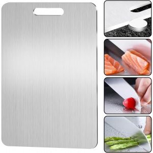 Planche À Découper En Titane - En Acier Inoxydable Des Deux Côtés - Sans Bpa - Pour La Cuisine, La Viande, Le Pain, Les Légumes, Les Fruits (34 X 23 Cm) - Neuf