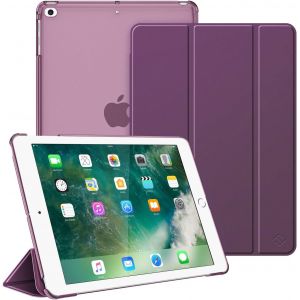 Tepp-Coque Pour Ipad 6ème/5ème Génération Version 9.7 Pouces 2018/2017 - Etui Mince Et Léger Housse Arrière Semi-Transparent Support Protecteur Sommeil/Réveil Automatique, Pourpre - Neuf