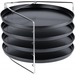 Jexnovashop-Pizza Backset, 5 Pièces, Avec Support Fixe Et 4x Plaques À Pizza Rondes 28 Cm, Support À Pizza Pour Four Cuire 4 Pizzas En Même Temps - Neuf