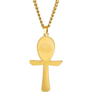 Kal-Collier Avec Pendentif En Forme De Croix Ankh &Eacute;gyptienne En Acier Inoxydable Pour Homme Et Femme - Bijou Religieux &Eacute;gyptien - Neuf