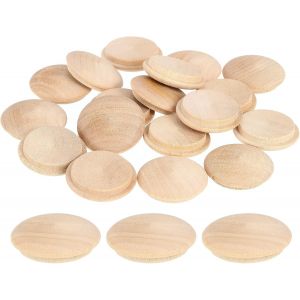 20pcs Wooden Button Stoppers, 25mm/0.98"" Hardwood Screw Hole Caps, Dome Wood Caps, Wood Plugs For Furniture, Woodworking, Crafts (30mm X 25mm) - Neuf
