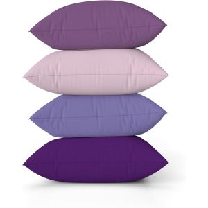 Cauc-Couleur Unie Housses De Coussin En Lin Pour Canap&eacute; D&eacute;grad&eacute; Violet Coussin Pour Le Lit Manoir Lavande Couleur Fait Main Carr&eacute; Housses De Coussin Avec Fermeture &Eacute;clair Invisible 50x50cm Lot De 4 - Neuf