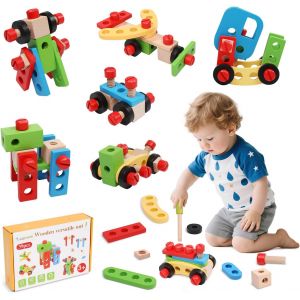 MDY-Jouet en Bois Outil pour Enfant 3 Ans, DIY Jeux Montessori Educatifs Parcours Motricité fine Bébé STEM Jouets Créatif Bricolage Jeu de Construction Cadeau d'apprentissage pour Garcon Fille 4 5 6 - Neuf