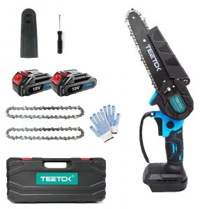 Mini Tronçonneuse électrique sans fil avec chargeur et 2 piles, tronçonneuse 6 pouces 18V, 2 Chaîne, Avec mallette de transport - Neuf