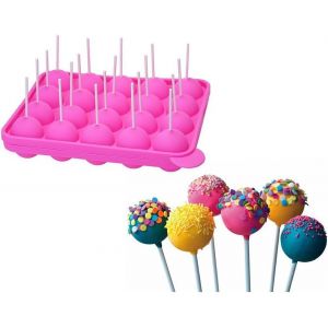 Kalanka-20 Pi&egrave;ces Avec B&acirc;tons, Non Collant, Moules &Agrave; Lollipop Plaque En Silicone Pour Faire Cake Pop G&acirc;teaux P&acirc;tisserie - Rose-Kalanka - Neuf