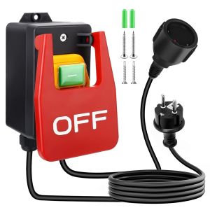 Interrupteur Marche/Arr&ecirc;t Monophas&eacute; 230 V, d'Arr&ecirc;t d'Urgence, &agrave; Pression, de S&eacute;curit&eacute; Avec Prise Pour &Eacute;teindre Rapidement la Table de Fraisage et Autres - Neuf
