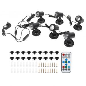 HJLIAN Lampe submersible pour bassin, etanche IP68, RGB, intensite variable, decorative, prise americaine 100-240 V - Neuf