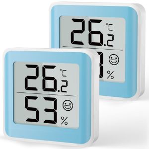 Thermomètre d'ambiance Humidimètre Intérieur Moniteur de Température Hygromètre Capteur d'humidité avec Indicateur de Confort Grand écran numérique pour chambre de bébé Bureau Cave à vin - Neuf