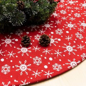 48"" Jupe d'Arbre de No&euml;l avec des Flocons de neige, Jupe d'Arbre de No&euml;l D&eacute;corations Parfait, Traditionnel Arbre de No&euml;l Tapis de Double Couches pour la soir&eacute;e de No&euml;l, D&eacute;coration, Rouge - Neuf