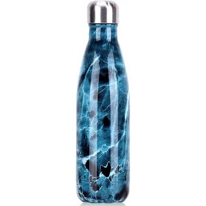 Bouteille D'eau Acier Inoxydable, Gourde Isotherme Gourde Inox Sans Bpa Isol&eacute; &Agrave; Bouteille Isotherme Pour Froide Pendant 24heures, Chaude Pendant 12 Heures (Marbre Bleu, 500ml) - Neuf