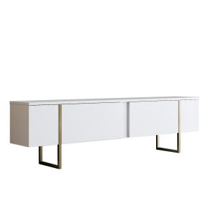 Meuble TV en bois "Luxe" - 180 x 30 x 50 cm - Or blanc - Neuf