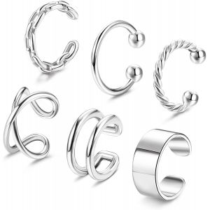 Kal-6pcs Faux Piercing Oreille Réglables Ear Cuff Pour Femmes Filles Boucles D'oreilles Plaquées Or 14k Manchettes D'oreilles En Or Clips D'oreilles Non Percés Boucles D'oreilles Cartilage - Neuf
