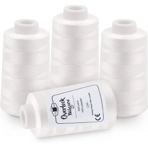 Chenquansarl-Fil En Polyester Pour Coutures, 4 Pièces Fil À Coudre Blanc De Qualité Pour Machine À Coudre Et Surjeteuse, Grande Bobine De 2743 Mètres (3000 Yard) Pour La Couture, Le Matelasser - Neuf