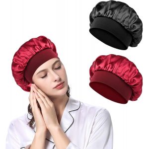 2 Pieces Bonnet De Douche Etanche, Bonnet De Douche &Eacute;lastique Bonnet De Douche Double Couche, Grand Accessoire Cheveux Douche Pour Les Femmes Filles De Douche Spa (Combinaison) - Neuf