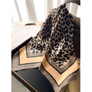 &Eacute;charpe Imprim&eacute;e L&eacute;opard Pour Femmes,70x70cm,&Agrave; La Mode,Bordures En Satin Doux,Bandana Carr&eacute;,Ch&acirc;les De Protection Solaire,Printemps/&Eacute;t&eacute;--Or - Neuf