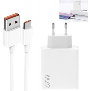 67w Chargeur Xiaomi Charge Rapide, Chargeur Rapide Et 1.5m 6a Type C Cable Mi Turbo, Chargéurs Redmi 67w Pour Xiaomi 14 13 12 12t 12s Pro Lite Redmi Note K60 K50 11 11s 12 Pro Plus - Neuf