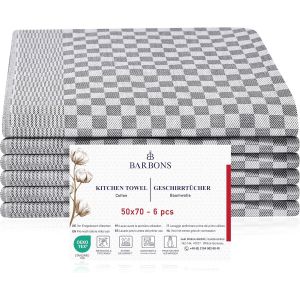 Eryi-Lot De 6 Torchon De Cuisine Professionnel - 50x70 Cm 100% Coton Torchons À Vaisselle Super Absorbants - Certifié Oeko-Tex® - Linge À Vaisselle Professionnel (Lot De 6 - Gris) - Neuf