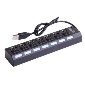 Hub USB 2.0 7 ports avec interrupteur marche/arrêt et LED - 2 pièces - Neuf