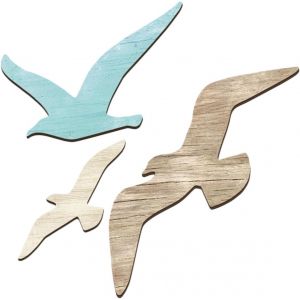 3 Pièces Décoration Murale Mouette Poubelle De Plage Fixation Décoration Marine Décoration Côtière Déco Murale Bord De Mer Art Mural Sur Le Thème De L'océan Maison Côtier Lac Bois - Neuf