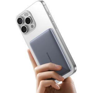 Picogo Am41 Powerbank, Ultra Slim 5000mah Magsafe Powerbank, Charge Rapide Pd 20 W, Portable, Mini Batterie Externe Magn&eacute;tique Sans Fil Avec C&acirc;ble Usb-C Pour Iphone 16/15/14/13/12, Gris Espa[Z877] - Neuf