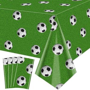 Eryi-| Lot De 4 Nappes De Football Rectangulaires En Herbe, Couvertures De Table En Plastique Sur Le Th&egrave;me Du Football Pour Enfants, Fournitures De F&ecirc;te D'anniversaire, 130 X 220 Cm (Soccer-3) - Neuf