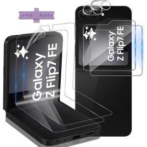VERRE TREMP&Eacute; POUR SAMSUNG GALAXY Z FLIP 7 FLIP7 FE, 2 PCS 9H DURET&Eacute; AVANT PROTECTION &Eacute;CRAN + 2 PCS FLEXIBLE &Agrave; L'INT&Eacute;RIEUR PROTECTION ECRAN + 2 PCS CAM&Eacute;RA ARRI&Egrave;RE PROTECTEUR, HD VERRE FILM &Eacute;CRAN - Neuf