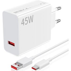 LORANKA-Chargeur USB C pour Xiaomi 45W, Charge Rapide Adaptateur et C&acirc;ble Type C 1M 6A pour Xiaomi Pad 7 6 Chargeur pour Redmi Note 14 Pro 15C 13C 13x A5 Pad Pro Pad SE pour Poco M7 X7 C75 C85 - Neuf