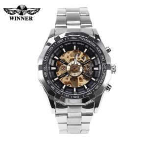 Winner M&acirc;le Automatique Montre M&eacute;canique &Eacute;vid&eacute; Bracelet En Acier Inoxydable Montre-Bracelet Mouvement Or - Neuf
