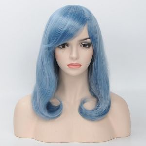 Perruque Frange Oblique Des Femmes &Agrave; La Mode Poire T&ecirc;te De Fleur Perruque Europ&eacute;enne Et Am&eacute;ricaine Moyenne Longue Rouleau Fu - Neuf