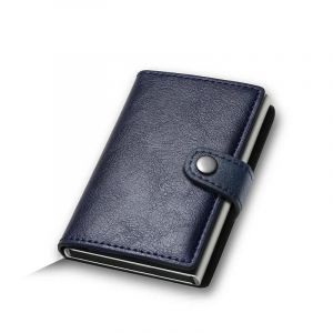 Portefeuille Porte-Carte De Crédit En Fiber De Carbone Pour Hommes,Rfid Intelligent En Métal,Mince,Pop-Up,Minimaliste,Petit Porte-Monnaie Noir,Vallet En Métal.Blue. - Neuf