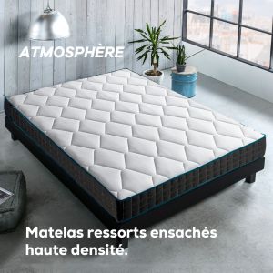 ATMOSPHERE Matelas Premium 160x200cm. 7 zones de confort. Ressorts Ensach&eacute;s et Mousse HSR. Epaisseur 19 cm. Confort mi-ferme. Tissu Respirant et Hypoallerg&eacute;nique, Fabriqu&eacute; en Belgique. Garantie 10 ans - Neuf