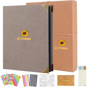 Album Photo Scrapbooking 60 Pages, Traditionnel Scrapbook Fait &Agrave; La Main Diy Albums Livre D'or, Idee Cadeau De No&euml;l Original Utile, Cadeau Anniversaire Couple (Jaune) - Neuf