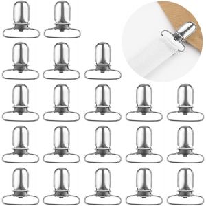 Lot De 20 Clips De Bretelles En M&eacute;tal-Clips De Cha&icirc;ne De Canard Pour Fermetures De Draps De Lit,Bretelles De Bavoir,Argent&eacute;,36 X 15 Mm - Neuf