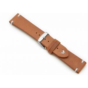 Eryi-Sulla Bracelet De Montre Vintage En Cuir Aviator Style Couture Blanche Marron Clair Bs 24 Mm, Marron Clair, 24 Mm, Sangles - Neuf