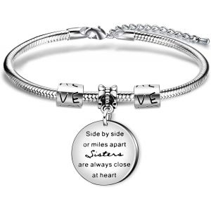 Kal-Bracelet Soeur Pour Femme - Cadeau D'anniversaire Pour Meilleure Amie - C&ocirc;te &Agrave; C&ocirc;te Ou Miles Apart Sister Are Close At Heart - Neuf