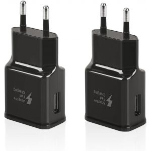 2 Pack Chargeurs Usb Compatibles Avec Samsung Galaxy S21 S20 S10 S9 S8 S7 S6 Edge/Plus/Active A15 A13 A14 A34 A55 A54 Note 9/8 Et Autres Smartphones, Charge Rapide Usb Prise Secteur Adaptate[Z3882] - Neuf