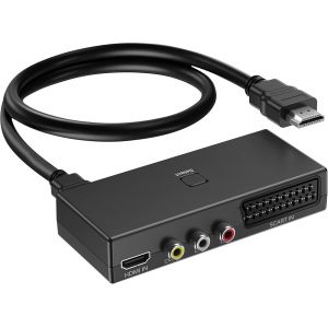 Convertisseur P&eacute;ritel Vers Hdmi, Convertisseur Rca Vers Hdmi, Commutateur 3 En 1, Adaptateur Vid&eacute;o Avec C&acirc;ble Hdmi Pr En Charge Hdtv Xbox Ps/3 Dvd N64 Wii, Sky Stb Vhs Vcr Pc[Video301] - Neuf