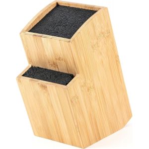 Mevronisshop-Bloc &Agrave; Couteaux - Porte-Couteaux Sans Couteau - Planche &Agrave; Couteaux En Bois (Bambou, Marron, Carr&eacute;, Inclin&eacute;) - Neuf